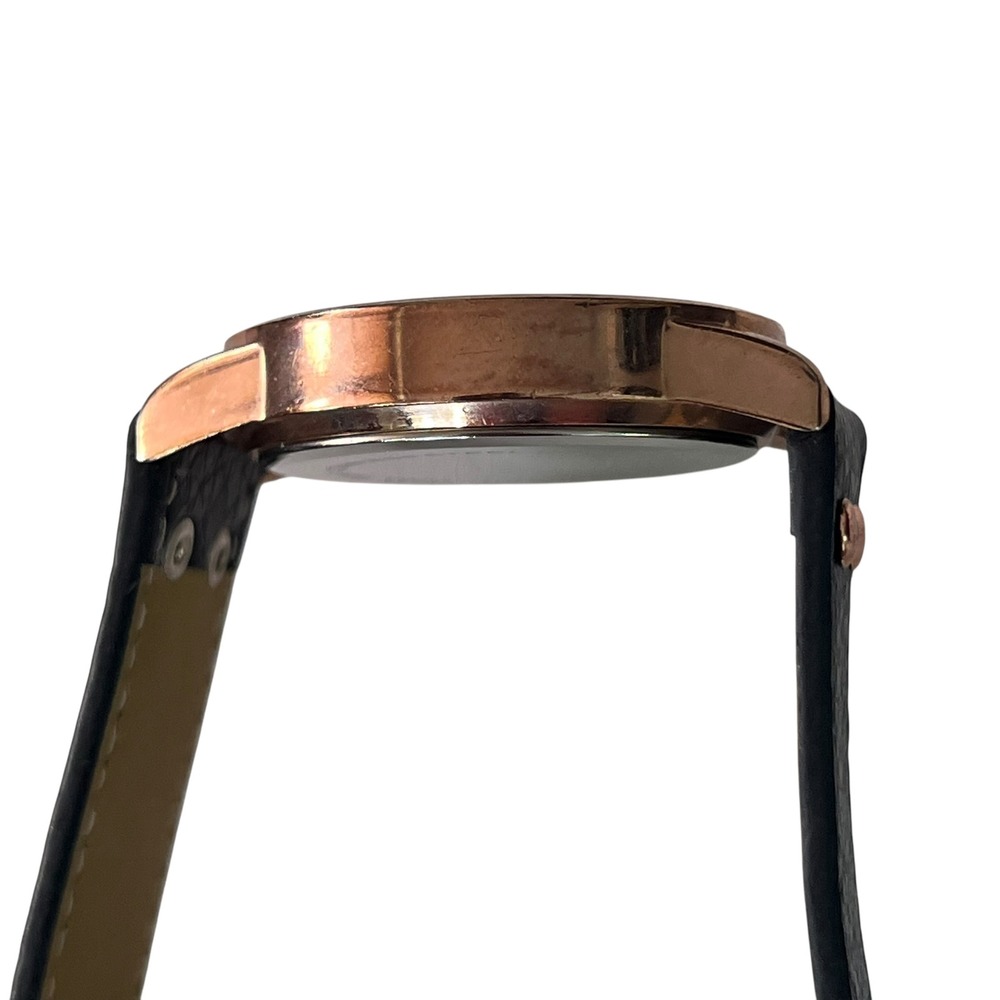 Quartz Watch Rhinestone‎ Accent Markers Black Band Rose Gold Tone Bezel - Picture 9 of 14